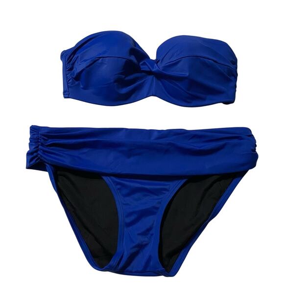 Victoria's Secret Royal Blue Swimwear bikini strapless 36D L padded resort - Picture 1 of 9